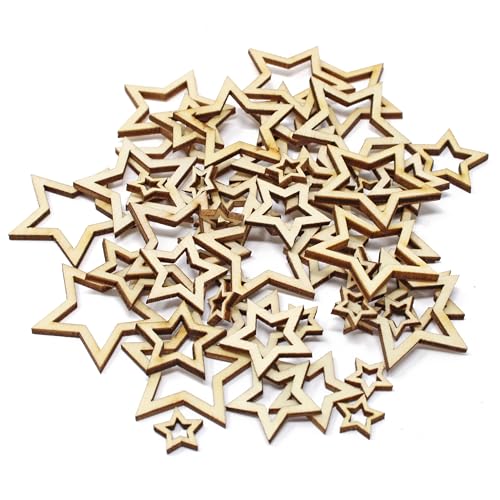 Special Touches Holz-Konfetti-Stern im Shabby-Chic-Stil, verschiedene Größen, naturgeschnitten, 50 Stück von Special Touches