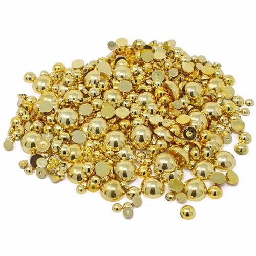 Mini-Perlen aus Kunstharz, gemischte Größe, zur Kartenherstellung, flache Rückseite, Verzierungen, ca. 500 Stück pro Packung (Gold) von Special Touches