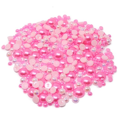 Special Touches Mini-Perlen aus Kunstharz, gemischte Größe, flache Rückseite, 500 Stück pro Packung (Pink) von Special Touches