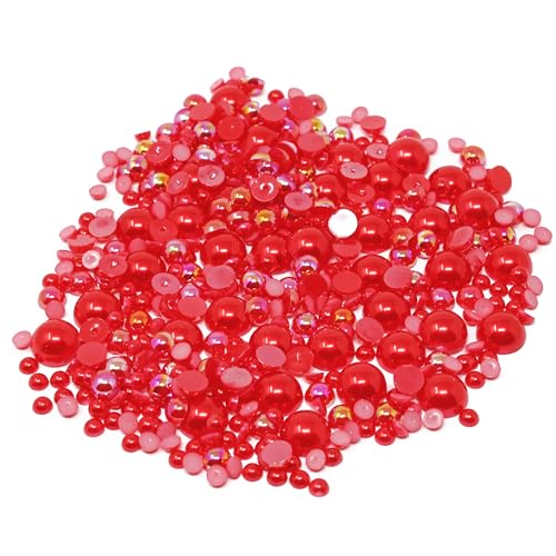 Special Touches Mini-Perlen aus Kunstharz, gemischte Größen, flache Rückseite, 500 Stück pro Packung (rot) von Special Touches