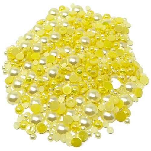 Special Touches Mini-Perlen aus Kunstharz, gemischte Größen, flache Rückseite, 500 Stück pro Packung (Gelb) von Special Touches