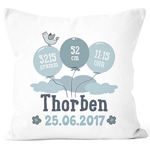 SpecialMe® personalisierbares Kissen zur Geburt, Geburtskissen, Namenskissen Geschenk Geburt Baby, Kissen-Bezug ohne Füllung weiß Unisize von SpecialMe