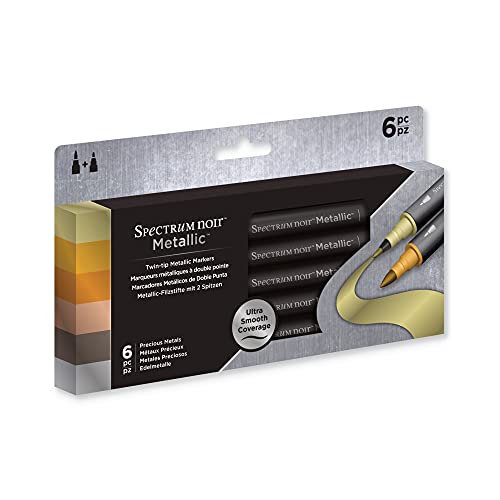 Spectrum Noir Metallic Metallisch Marker Edelmetalle 6 Pack, 20.8 x 8.4 x 1.4 cm von Spectrum Noir