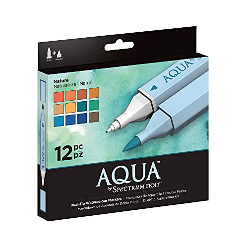 Spectrum Noir SPECN-AQ12-NAT Aqua Wasser Künstlerwasserbasis Doppelspitze Marker Farbstifte Natur 12 Pack, Plastic, 19 x 18.4 x 2.1 cm von Spectrum Noir