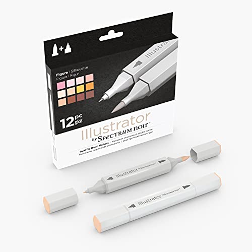 Spectrum Noir SPECN-IL12-FIG Illustrator Alkohol Dual Nib Marker Stifte-Figure-Packung mit 12 Stück, Plastic, Einheitsgröße von Spectrum Noir