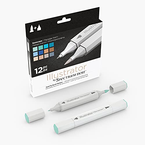 Spectrum Noir SPECN-IL12-SEA Illustrator Alkohol Dual Nib Marker Stifte-Seascape-Packung mit 12 Stück, Plastic, Einheitsgröße von Spectrum Noir