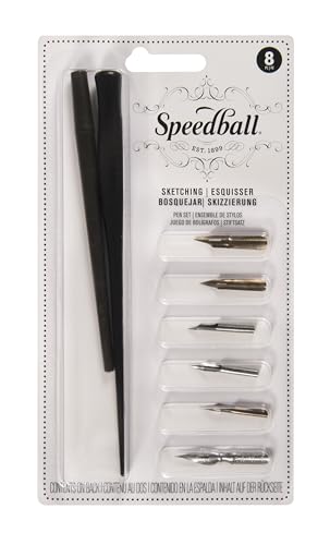 Speedball Skizzierstift-Set, 2 Stifthalter mit 6 Stiftspitzen von Speedball