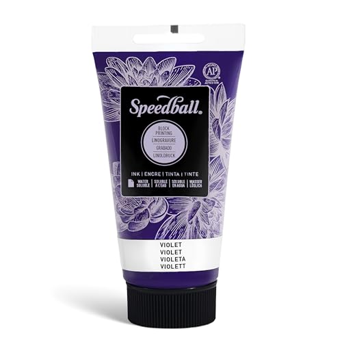 Speedball 3508 Wasserlösliche Blockdruckfarbe, kräftige Farbe mit Satin-Finish, AP, ungiftig, 700 ml, Violett von Speedball