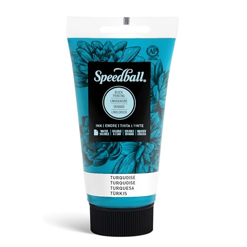 Speedball 003509 75 cc wasserlösliche Blocktinte, Holz, Türkis/Ausflug, einfarbig (Getaway Solids), 2.5-Ounce Tube von Speedball