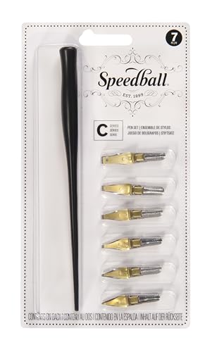 Speedball Art Products C Style Lettering Stifte-Set, Kunststoff, Schwarz, 7-teiliges von Speedball
