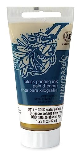 Speedball Wasserlösliche Blockdruck-Tinte, Gold, 37 ml von Speedball