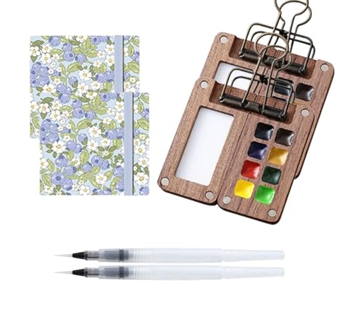 Farbpalette Reiseset, Mini Farbset, Farbset, Taschenkünstler Aquarell Reiseset, Solysta Reise Farbpalette, Mini Aquarell Palette(2set Purple Floral) von SpeesY