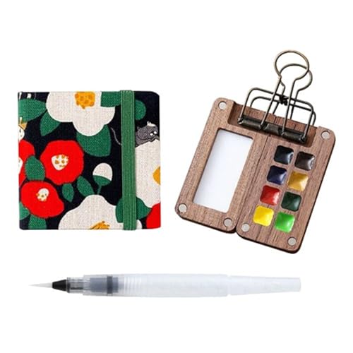 Farbpalette Reiseset, Mini Farbset, Farbset, Taschenkünstler Aquarell Reiseset, Solysta Reise Farbpalette, Mini Aquarell Palette(Black) von SpeesY