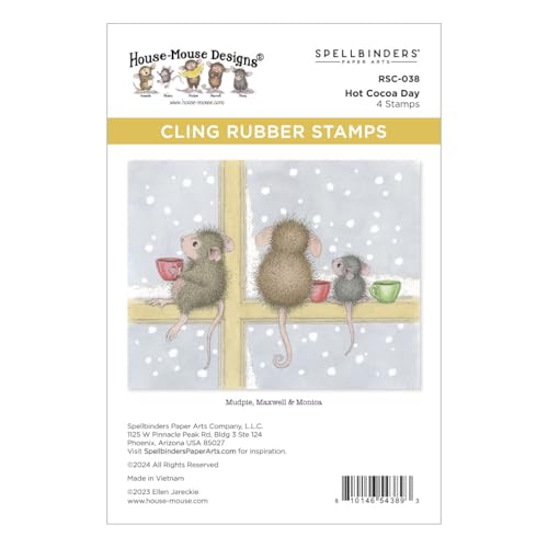 Spellbinders House-Mouse Holiday Friends Hot Cocoa Day Rechteckiger Gummi Stempel-Set von Spellbinders