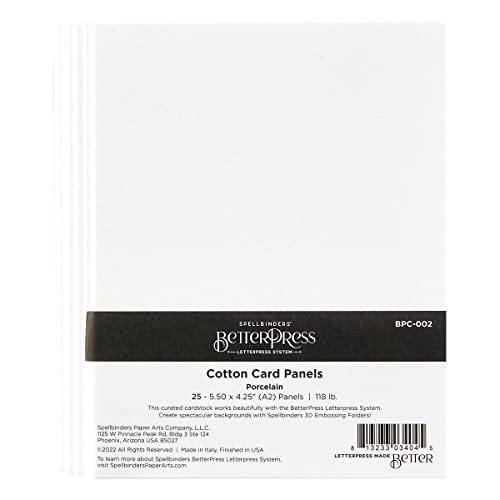 Spellbinders BPC-002 BetterPress Cotton Card Panels A2 Porcelain, WHITE, ONE von Spellbinders