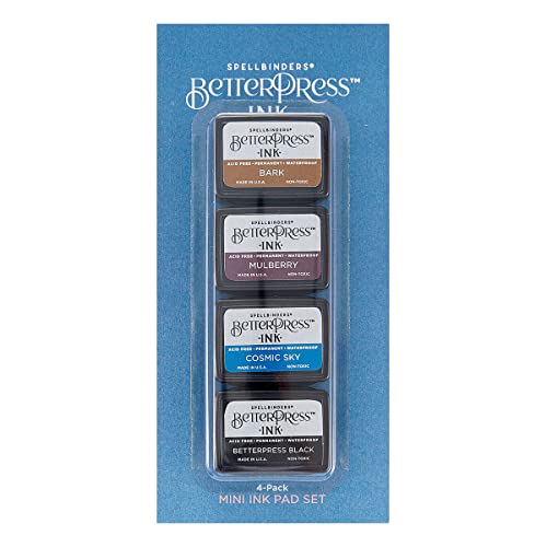 Spellbinders BPI-003 Ink Regal Tones Mini 4 Pack Set (Bark/Mulberry/Cosmic Sky/BetterPress Black), VARIOUS, ONE von Spellbinders