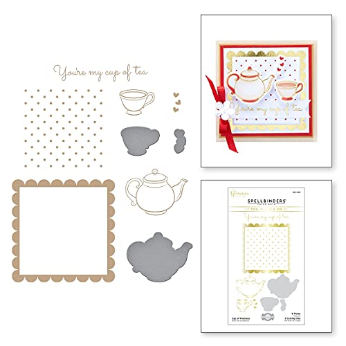 Spellbinders Cup of Kindness Glimmer Teller & Stanzformen-Set aus der Sweet Cardlets II Kollektion von Becca Feeken Heißfolienplatte, Metall von Spellbinders