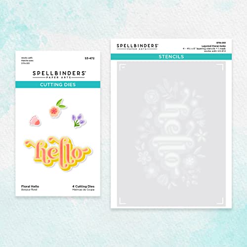 Spellbinders Floral Hello Schablonen- und Stanzformen-Set, Grau von Spellbinders