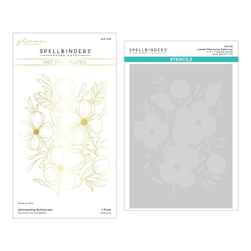 Spellbinders Glimmering Buttercups Glimmer Plate and Stencil Bundle von Spellbinders