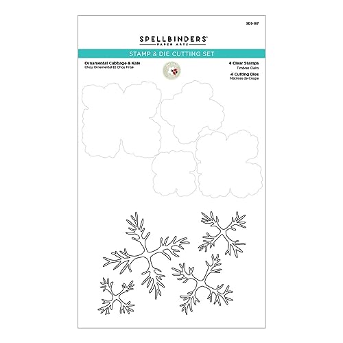 Spellbinders Ornamental Kohl & Grünkohl Clear Stempel & Stanzschablonen Set aus The Snow Garden Collection von Susan Tierney-Cockburn von Spellbinders