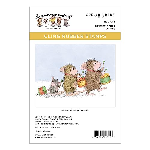 Spellbinders Schlagzeuger Mäuse Haftende Gummi-Stempel-Set aus der House-Mouse Holiday Collection von Spellbinders