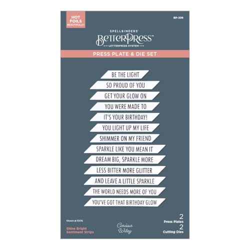 Spellbinders Shine Bright Sentiment Strips Pressplatte und Stanzformen-Set, Stanzschablonen aus der Shine Bright Kollektion von Carissa Wiley von Spellbinders