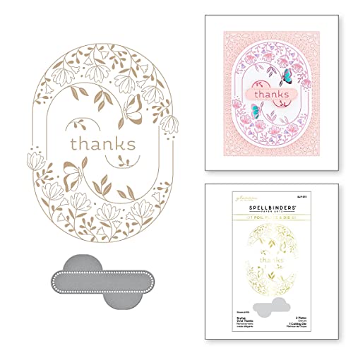 SPELLBINDERS Papercrafts Inc. Spellbinders Glimmer-Heißfolienplatte und Stanzform, stilvoll, oval, Metall, Design von Spellbinders