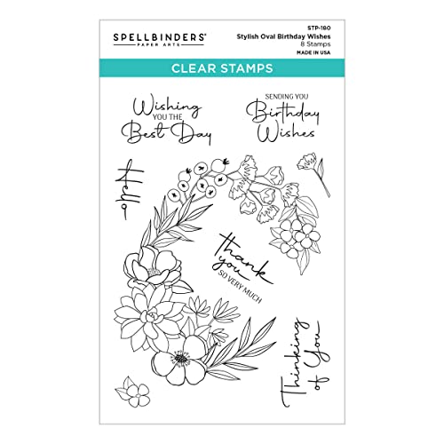 Spellbinders Stilvolles ovales Stempel-Set mit Geburtstagswünschen von Spellbinders