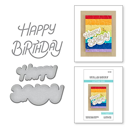 Spellbinders Stylized Happy Birthday geätzte Stanzformen, Metall von Spellbinders