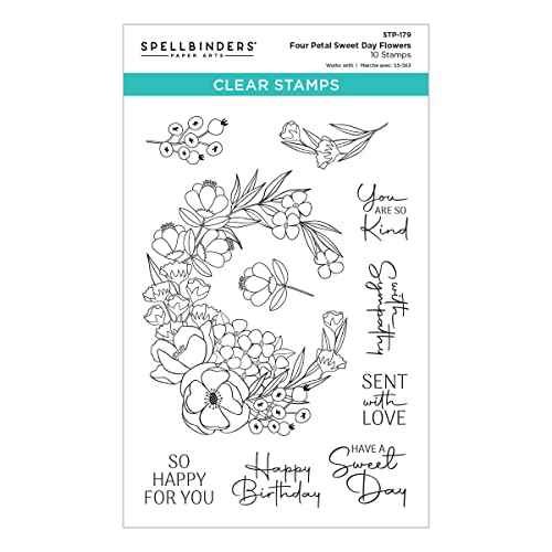 Spellbinders Sweet Day Flowers Stempel-Set aus der Four Petal Kollektion, 1 Stück von Spellbinders