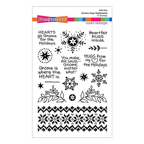 Stampendous Stempel-Set mit Aufschrift "Gnome Hugs Sentiments" aus der Holiday Hugs Kollektion von Spellbinders