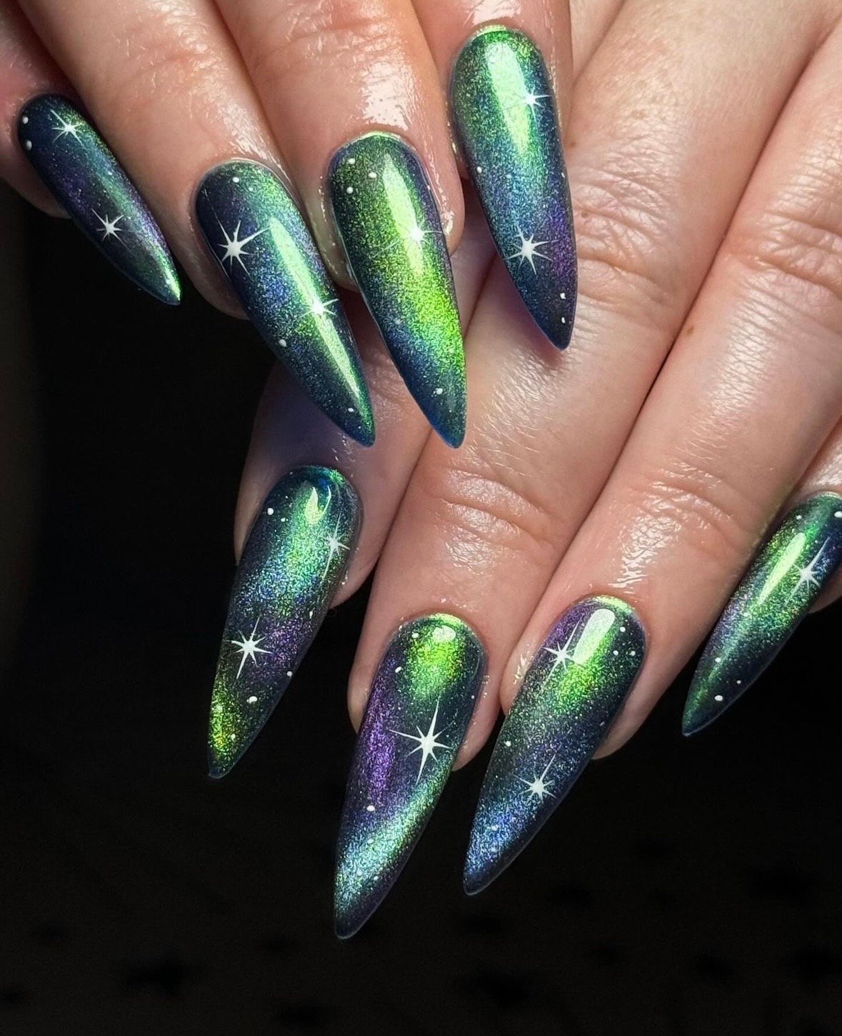 Presse Auf Nägel // Aurora Borealis Galaxie Farbverschiebung von SpellboundxNails