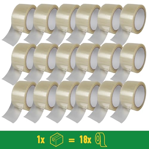 Sperling - Paketband, Packband, Klebeband für Versand von Paketen und Kartons, Umzug, Lagerung und Büro - Transparent - Leise abrollend 50mm x 66m ca. 50µm (18 Rollen) von Sperling