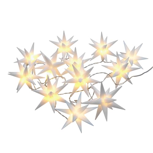 3D Stern Lichterkette 570 cm - mit Netzstecker - Lichterkette mit 12 beleuchteten 3D Sternen - Weihnachts Lichterkette Fenster Dekoration Strom betrieben für Innen und Außen von Spetebo