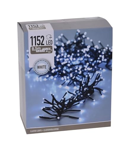 LED Cluster Lichterkette kaltweiß - 8,5 m / 1152 LED - Büschel Lichterkette mit Speicherchip und 8 Funktionen - Weihnachtsbaum Lichter Deko für Innen und Außen in kaltem weiß von Spetebo