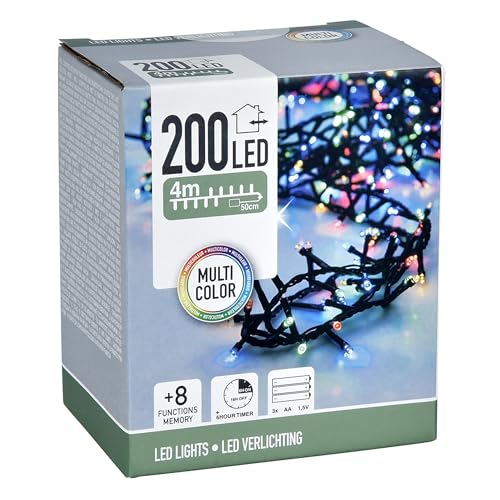 LED Lichterkette bunt mit 8 Leuchtfunktionen - 200 LED auf 4m - Weihnachts Beleuchtung mit Speicherchip - Garten Advent Winter Deko Licht für Innen und Außen von Spetebo