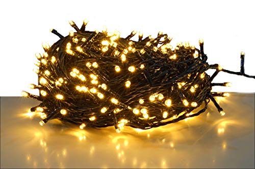 LED Lichterkette mit 200 LED - warm weiß/Kabel: grün - für den Innen- und Außenbereich - Weihnachtsbaum Lichterkette von Spetebo