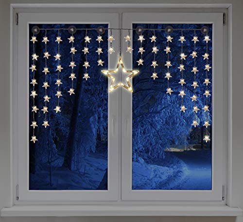 Spetebo LED Sternenvorhang 140x95 cm - 90 LED warm weiß - Fenster Deko Stern Lichterkette Lichtervorhang von Spetebo