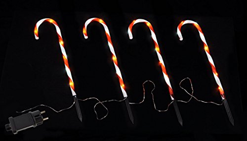 Spetebo LED Zuckerstange - 4er Set mit IP44 Netzteil - Weihnachts Dekoration Außen Garten Deko von Spetebo