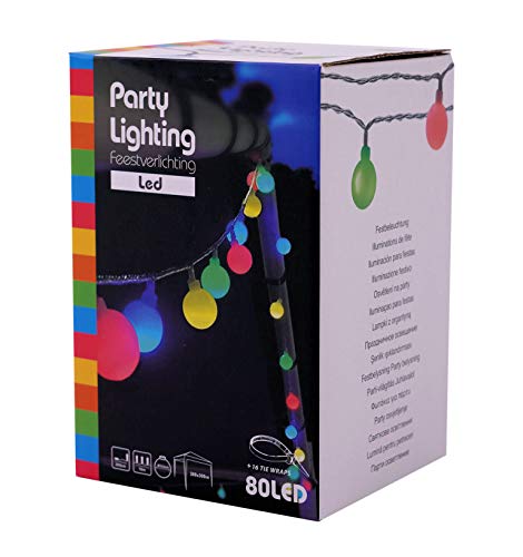 Spetebo LED Party Lichterkette mit 80 Kugeln - bunt - Festbeleuchtung mit ca. 16 m Länge - Pavillon Außen Party Garten Balkon Beleuchtung kabelgebunden mit Netzteil von Spetebo