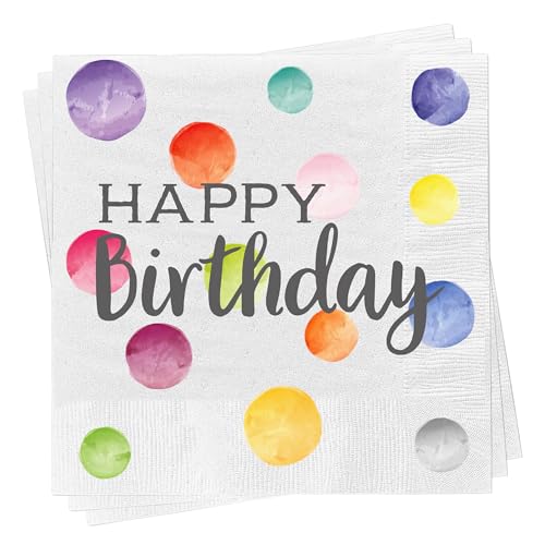 Servietten 100 Stück mit Geburtstags Motiv - Happy Birthday - Tischdeko Papierservietten mit Spruch - Papier Tuch 3-lagig mit Text bedruckt von Spetebo