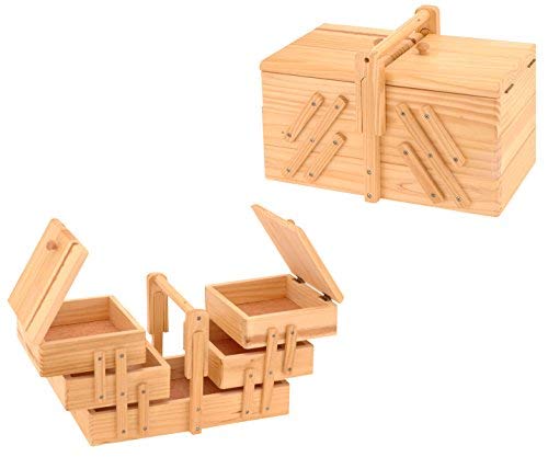 Spetebo Holz Nähkästchen ausklappbar - Nähkasten Nähkiste Nähkorb Näh Box Aufbewahrung von Spetebo