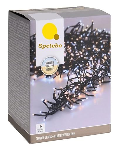 Spetebo LED Büschel Lichterkette kalt/warm weiß LED Mix - 3000 LED / 22 m- Cluster Lichterkette mit 8 Funktionen und Speicherchip - Weihnachtsbaum Lichter Deko für Innen und Außen (22,0m / 3000 LED) von Spetebo