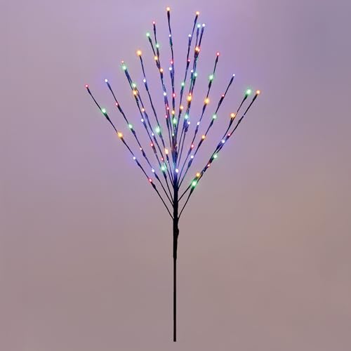 Spetebo Lichterbaum 110 cm multicolor für Außen mit Timer - 80 LED - Deko Baum bunt beleuchtet Batterie betrieben - Weihnachten Advent Winter Deko Beleuchtung für Garten von Spetebo