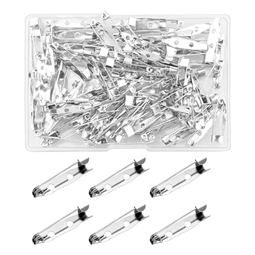 100 Stück 25mm broschennadeln,sicherheitsnadeln Silber,Metall anstecknadeln,Broschennadel anstecknadel zum DIY Basteln Kleidung Safety Pins Back Clasps,Brooch Pins für schmuck Handwerk von SpetngSake