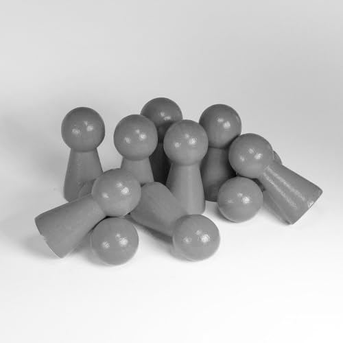 Spieltz große graue Halmakegel aus Holz, 19/40 mm, Made in Germany. Große Spielfiguren für Brettspiele oder Figurenkegel für die Familienaufstellung (grau, 100 Stück) von Spieltz