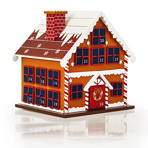 SPIELWERK® Adventskalender Winterhäuschen zum Befüllen 24 Türchen wiederverwendbar Bunt Bemalt Weihnachten Kinder DIY weihnachtliche Holz Dekoration von Spielwerk