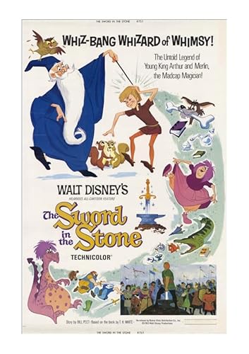 Spiffing Prints Walt Disney The Sword In The Stone Film – Small – Semi Gloss – ungerahmt – Werbe-Kunstdruck-Poster von Spiffing Prints