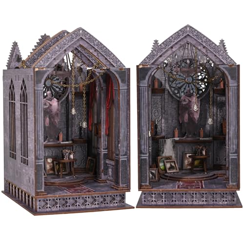 Spilay DIY Book Nook Puppenhaus Kit, Booknook Bücherregal Insert Decor Alley, Buchstützen Modell Build-Creativity Kit mit Staubschutz & Spieluhr ZWSL16 (Quiet Night Prayer) von Spilay