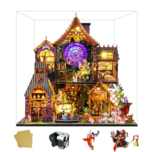 Spilay DIY Miniatur Puppenhaus Kit mit Holzmöbeln, Staubschutz, Spieluhr und LED, handgemachte Handwerk Geschenke für Geburtstage, Weihnachten und Valentinstag - Enchanted Forest von Spilay